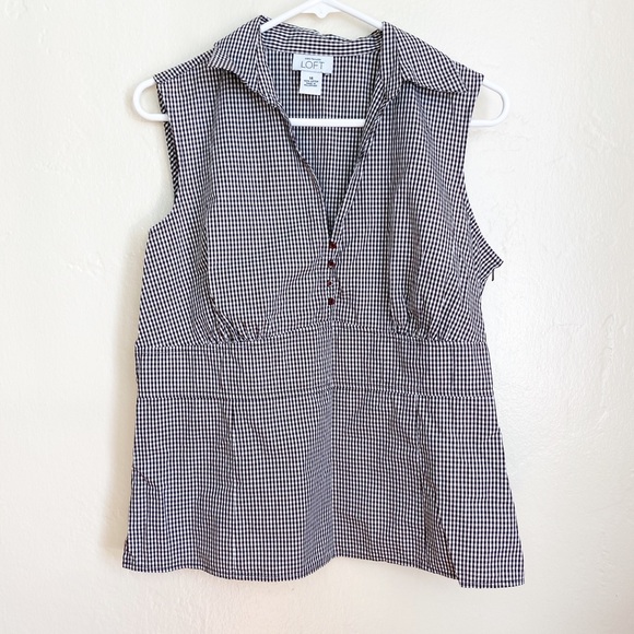 LOFT Tops - 🌻LOFT | Black & White Gingham Sleeveless Top